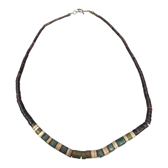 Vtg Navajo Heishi Turquoise & Shell Beaded Necklace Native American Artisan 17" - Picture 3 of 7